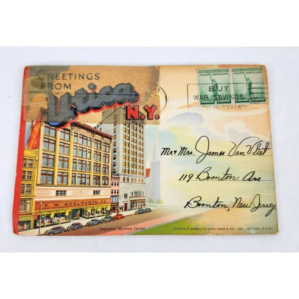 Vintage Postcard‎ Souvenir Folder Utica New York Posted Stamped Personalized